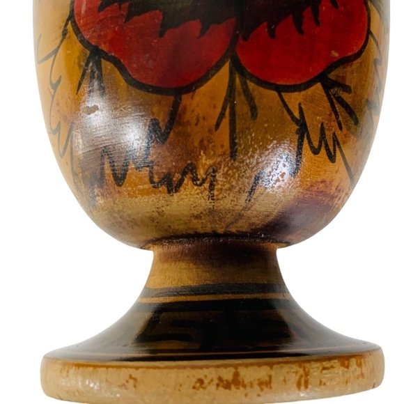 Vintage Set of 2 Wooden Vases Roses Floral Landscape South Western Mexican Decor - Picture 10 of 16